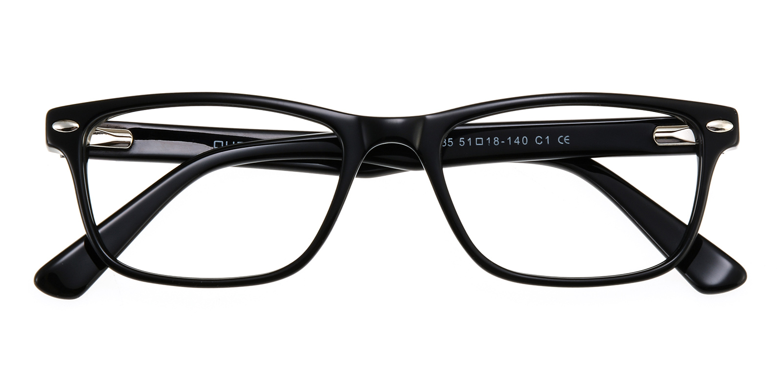 Unisex Rectangle Horn Eyeglasses Full Frame Plastic Black FZ1229 