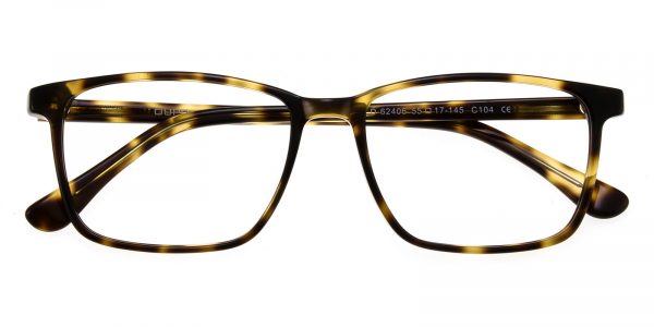 Unisex Rectangle Horn Eyeglasses Full Frame Plastic Tortoise - FZ1246