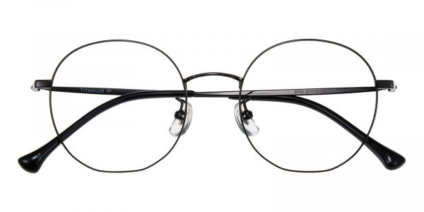 Unisex Round Eyeglasses Full Frame Titanium Black - FT0288