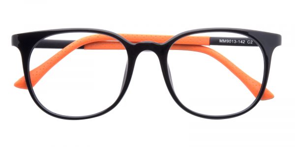 Unisex Square Eyeglasses Full Frame TR90 Black/Orange - FP1406