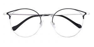 Women's Cat Eye Eyeglasses Full Frame Metal Black/Silver - FM1252