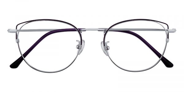 Women's Cat Eye Eyeglasses Full Frame Titanium Purple/Silver - FT0286