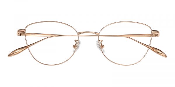 Women's Cat Eye Eyeglasses Full Frame Titanium Rose Gold - FT0320