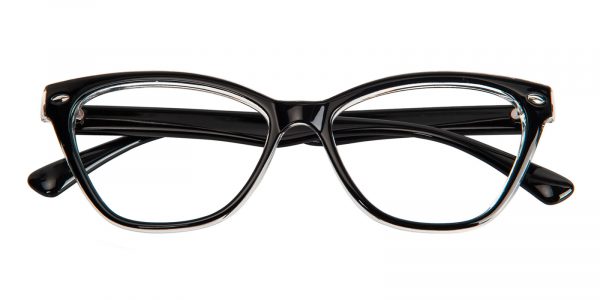Women's Cat Eye Horn Eyeglasses Full Frame TR90 Black/Crystal - FP1697