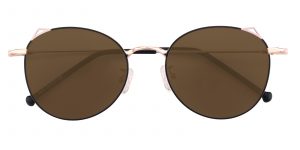 Women's Cat Eye Sunglasses Full Frame Metal Black/Golden - SUP0534