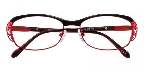 Women's Oval Eyeglasses Full Frame Plastic Red - FT0229