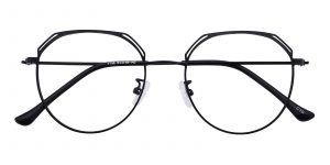 Women's Polygon Eyeglasses Full Frame Metal Black - FM1292
