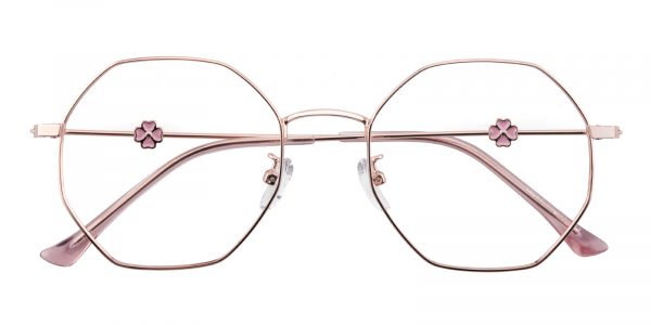 Women's Polygon Eyeglasses Full Frame Metal Rose Gold - FM1407