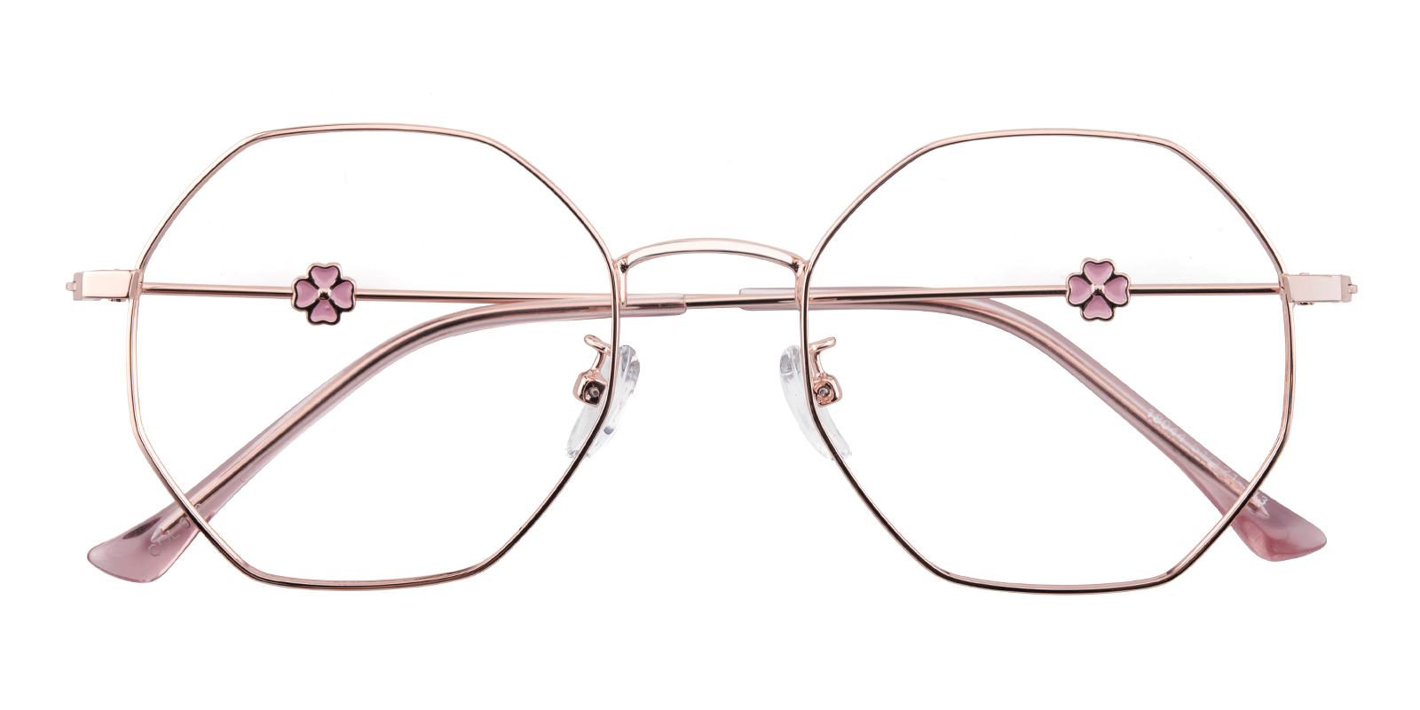 Women S Polygon Eyeglasses Full Frame Metal Rose Gold Fm1407