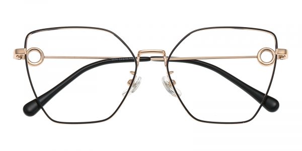 Women's Polygon Eyeglasses Full Frame Titanium Black/Golden - FT0358