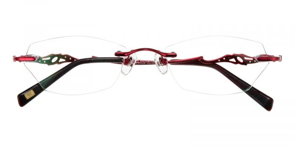 Women's Polygon Eyeglasses Rimless Frame Metal Red - RM0285