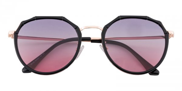 Women's Polygon Sunglasses Full Frame Metal TR90 Black/Golden - SUP0671