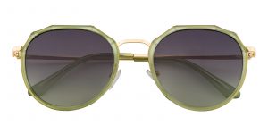 Women's Polygon Sunglasses Full Frame Metal TR90 Green - SUP0672