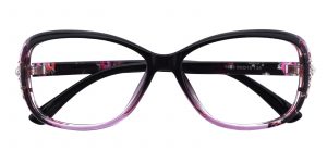 Women's Rectangle Eyeglasses Full Frame Plastic Black - FP1758