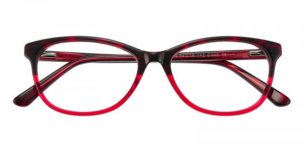 Women's Rectangle Eyeglasses Full Frame Plastic Black/Red - FZ1301