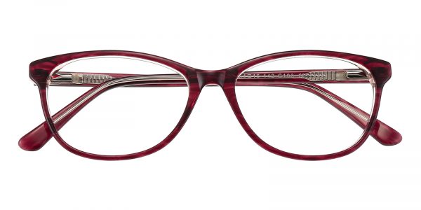 Women's Rectangle Eyeglasses Full Frame Plastic Burgundy - FZ1300