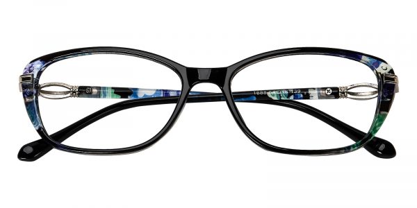 Women's Rectangle Eyeglasses Full Frame TR90 Black/Multicolor - FP1937