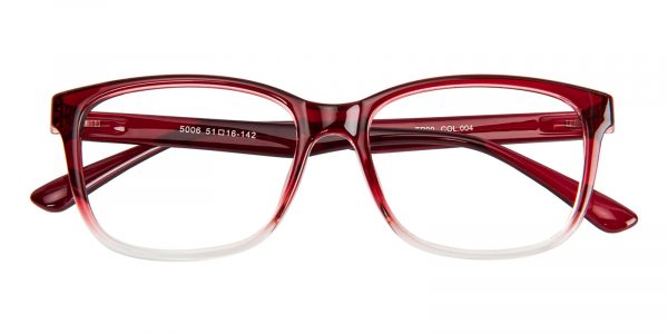 Women's Rectangle Eyeglasses Full Frame TR90 Burgundy/Crystal - FP0920