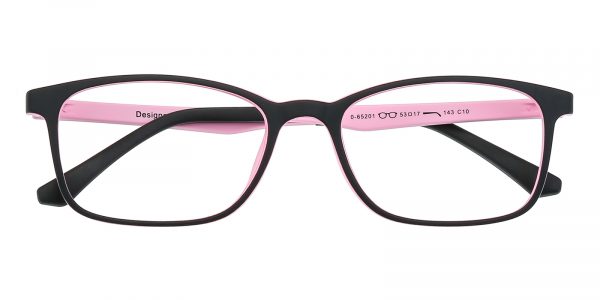 Women's Rectangle Eyeglasses Full Frame Ultem Mblack/Pink - FP1864