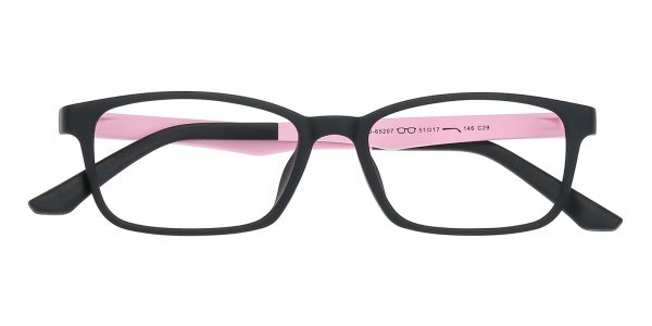 Women's Rectangle Eyeglasses Full Frame Ultem Mblack/Pink - FP1871