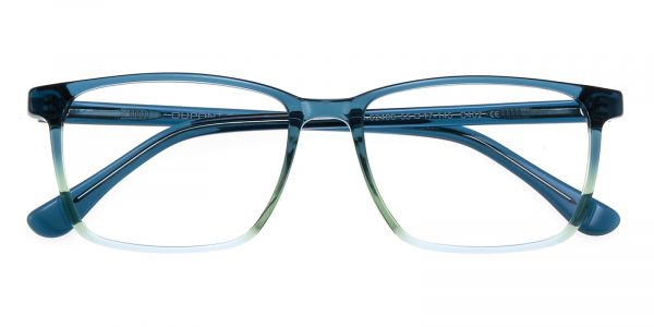 Women's Rectangle Horn Eyeglasses Full Frame Plastic Blue/Green - FZ1247