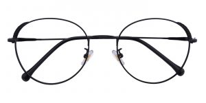 Women's Round Eyeglasses Full Frame Metal Black - FM1277