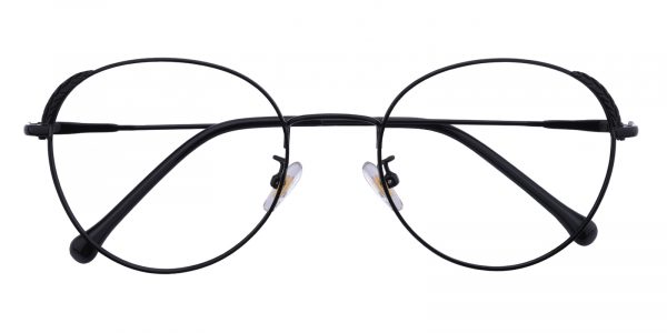 Women's Round Eyeglasses Full Frame Metal Black - FM1277