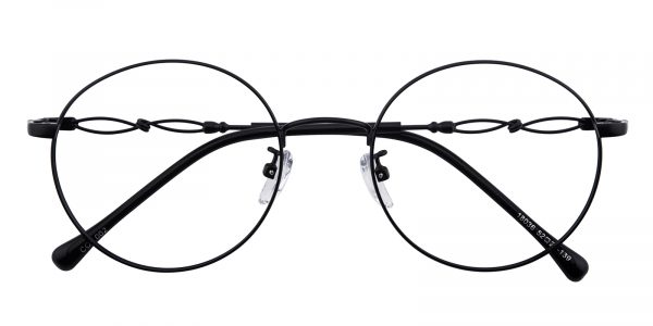 Women's Round Eyeglasses Full Frame Metal Black - FM1400