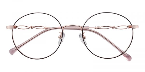 Women's Round Eyeglasses Full Frame Metal Black/Rose Gold - FM1401