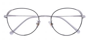 Women's Round Eyeglasses Full Frame Metal Black/Silver - FM1279