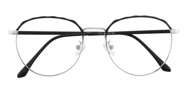 Women's Round Eyeglasses Full Frame Metal Black/Silver - FM1368