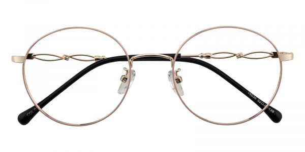 Women's Round Eyeglasses Full Frame Metal Golden/Pink - FM1402