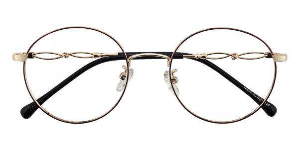 Women's Round Eyeglasses Full Frame Metal Red/Golden - FM1403