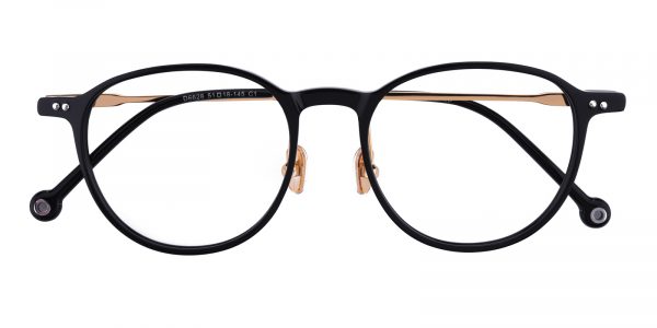 Women's Round Eyeglasses Full Frame Plastic Black - FZ1144