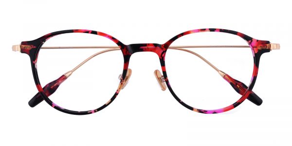Women's Round Eyeglasses Full Frame Plastic Red Tortoise - FZ1142