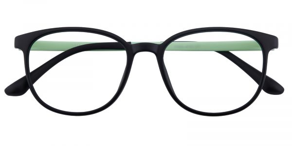 Women's Round Eyeglasses Full Frame TR90 Black/Green - FP1985