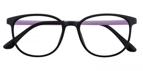 Women's Round Eyeglasses Full Frame TR90 Black/Purple - FP1984