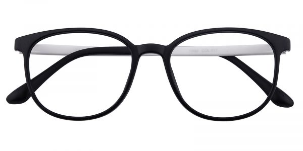 Women's Round Eyeglasses Full Frame TR90 Black/White - FP1986