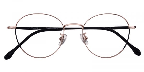 Women's Round Eyeglasses Full Frame Titanium Black/Rose Gold - FT0333