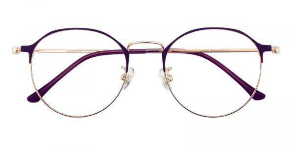 Women's Round Eyeglasses Full Frame Titanium Purple/Golden - FT0278
