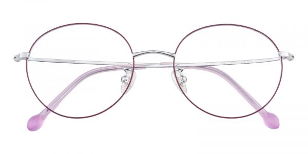 Women's Round Eyeglasses Full Frame Titanium Purple/Silver - FT0309