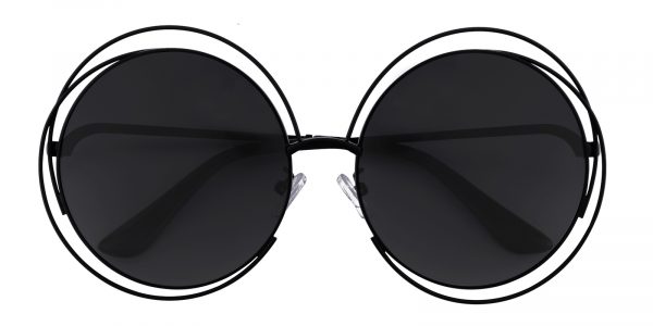 Women's Round Sunglasses Full Frame Metal Black - SUP0438