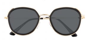 Women's Round Sunglasses Full Frame Metal Plastic Black/Golden - SUP0627