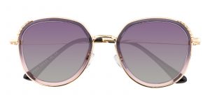 Women's Round Sunglasses Full Frame Metal Plastic Purple/Golden - SUP0626