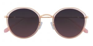 Women's Round Sunglasses Full Frame Plastic Pink/Golden - SUP0612
