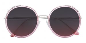 Women's Round Sunglasses Full Frame Plastic Pink/Silver - SUP0615