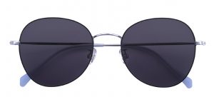 Women's Round Sunglasses Full Frame Titanium Black/Silver - SUP0496