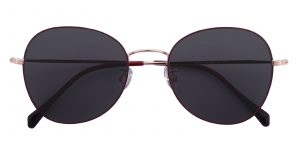 Women's Round Sunglasses Full Frame Titanium Red/Golden - SUP0495