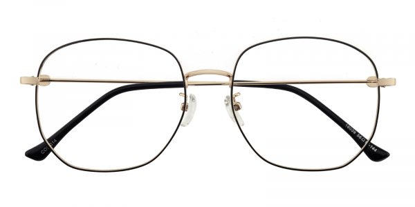 Women's Square Eyeglasses Full Frame Metal Black/Golden - FM1408