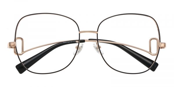 Women's Square Eyeglasses Full Frame Titanium Black/Golden - FT0351
